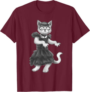 goth kawaii Wednesday dress cat dance T-Shirt - T-Shirt | Maroon