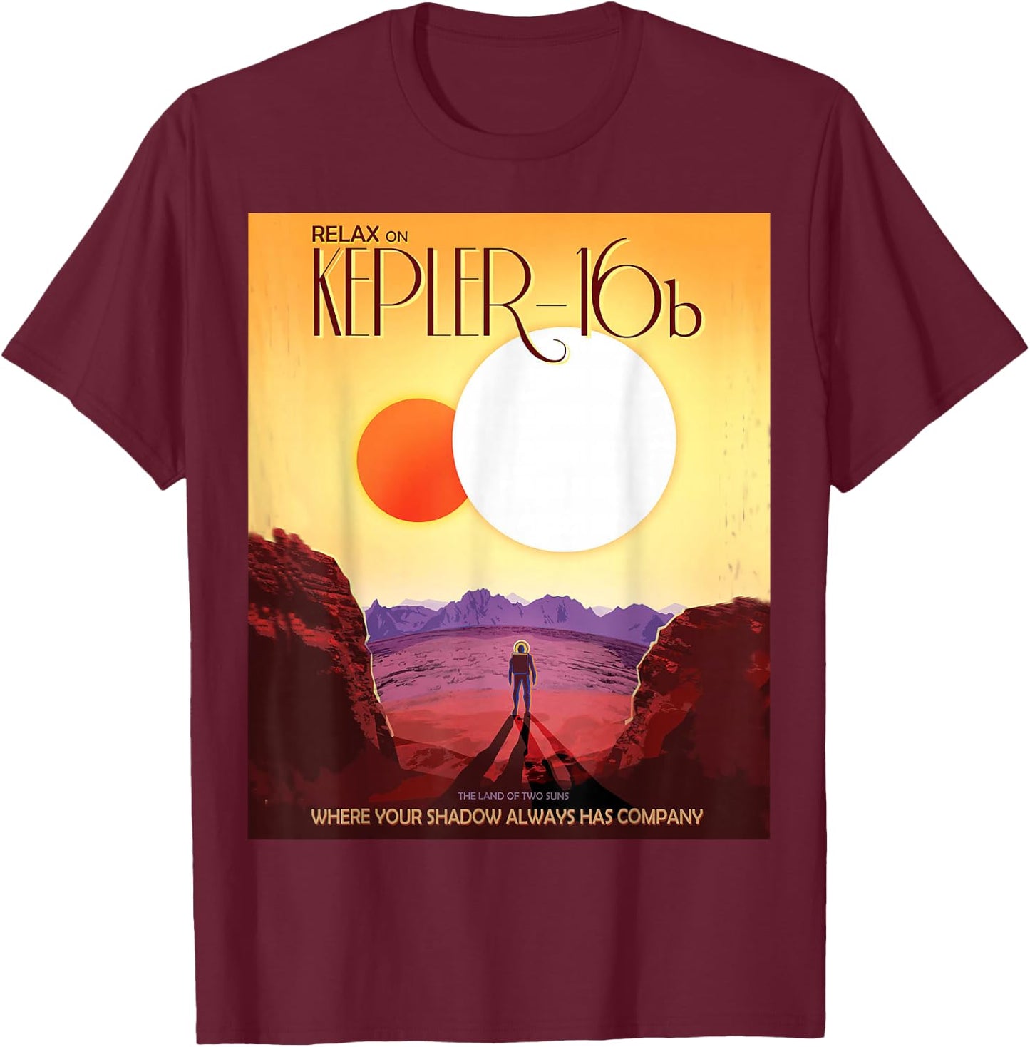 Nerdy Vintage Relax on Kepler-16b Space Science Teacher Geek T-Shirt - T-Shirt | Maroon