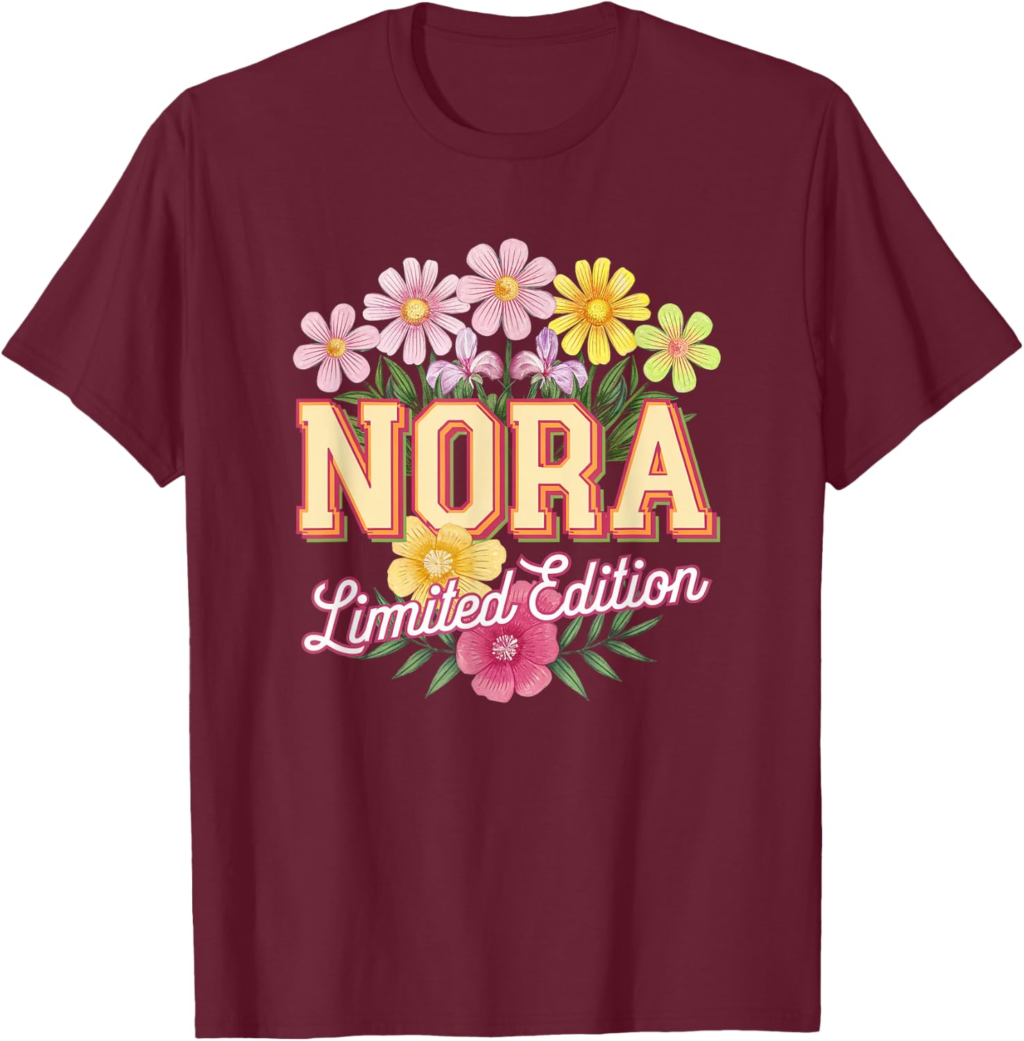 Nora Limited Edition Vintage Custom Name Wife Grandma T-Shirt - T-Shirt | Maroon