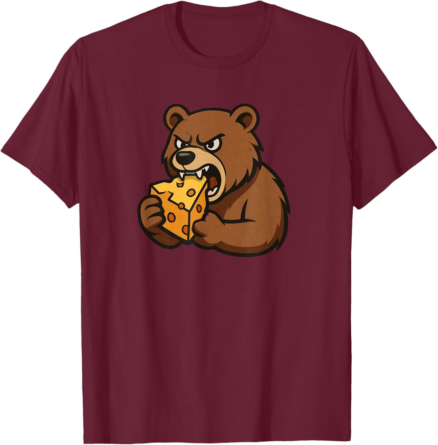 Bear Eating Cheese T-Shirt - T-Shirt | Maroon