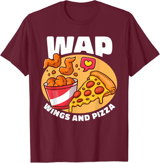 WAP Wings And Pizza Chicken Wing T-Shirt - T-Shirt | Maroon