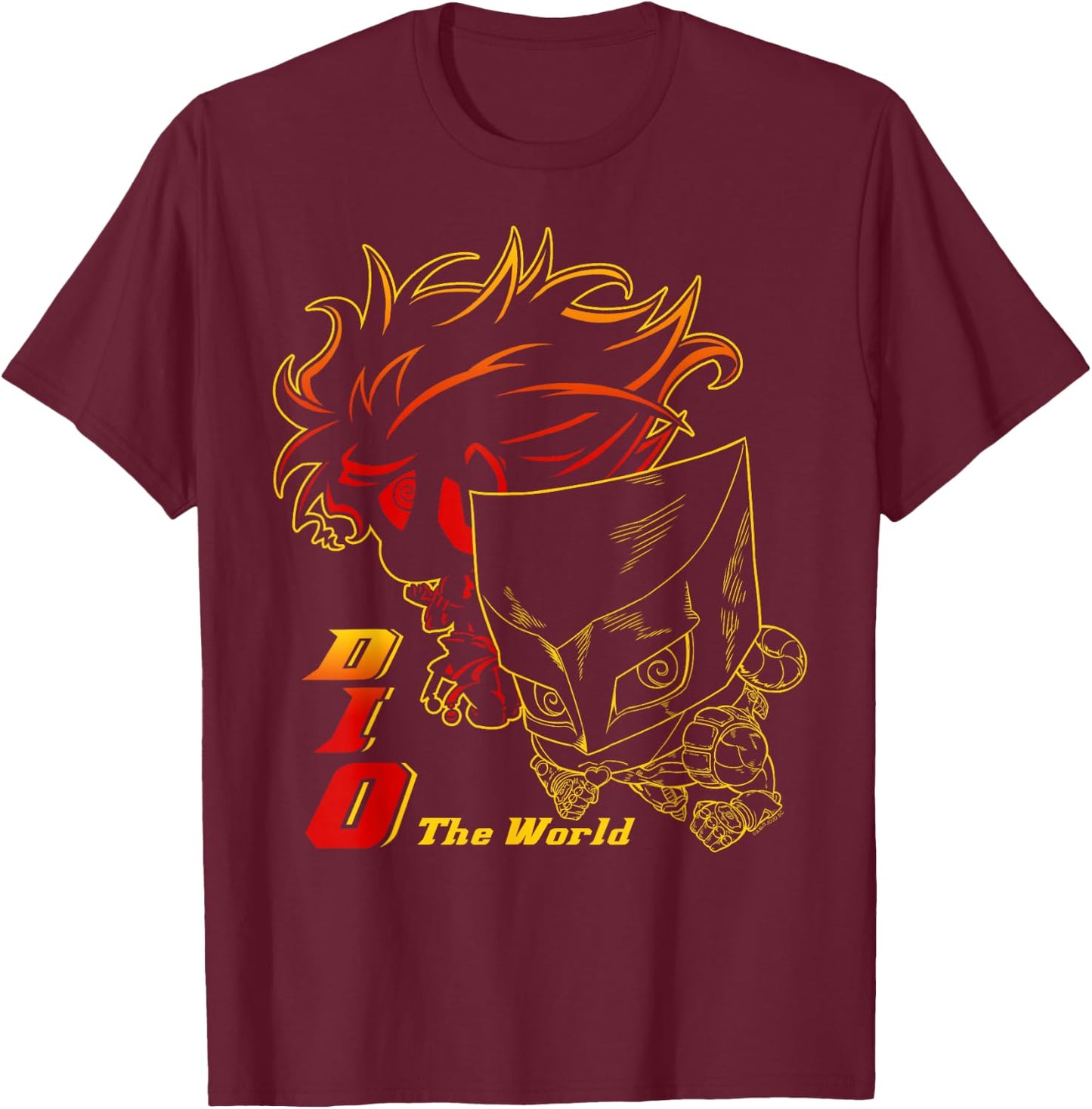 JoJo's Bizarre Adventure Part 3 DIO & The World Chibi Anime T-Shirt - T-Shirt | Maroon