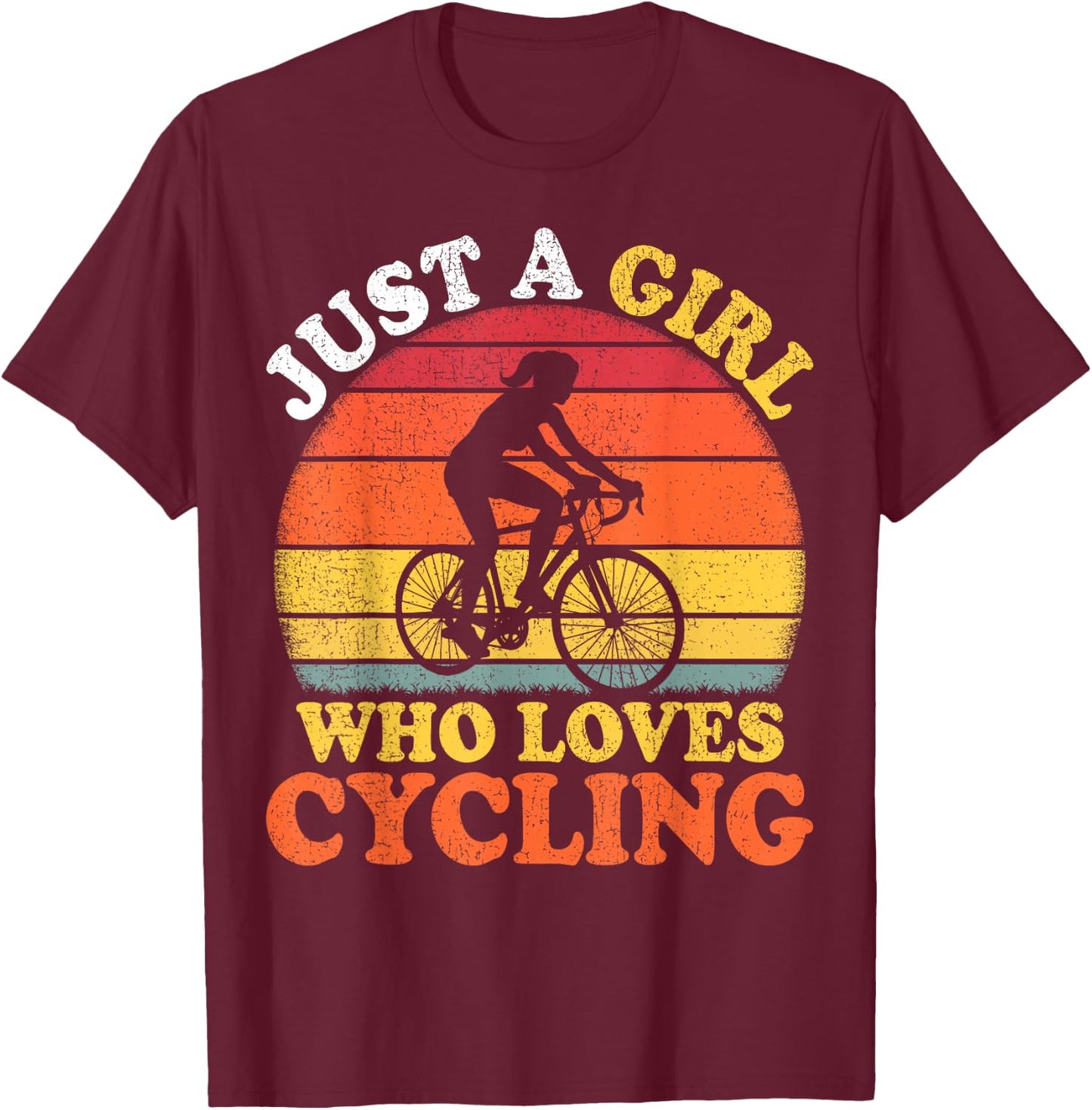 Cycling Lover Vintage Just A Girl Who Loves Cycling T-Shirt - T-Shirt | Maroon