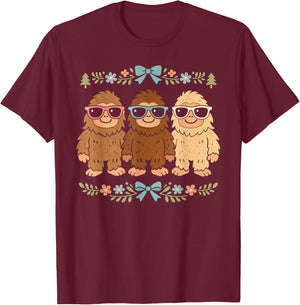 Funny Bigfoot Family Graphic Retro Sasquatch Man Woman T-Shirt - T-Shirt | Maroon