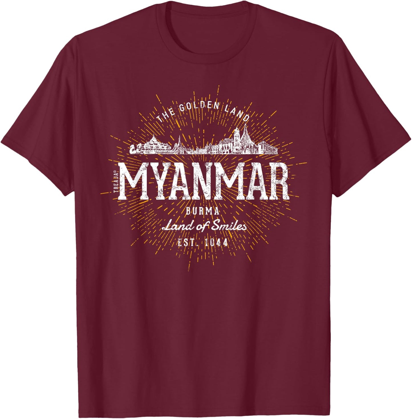 Vintage Myanmar Retro T-Shirt - T-Shirt | Maroon