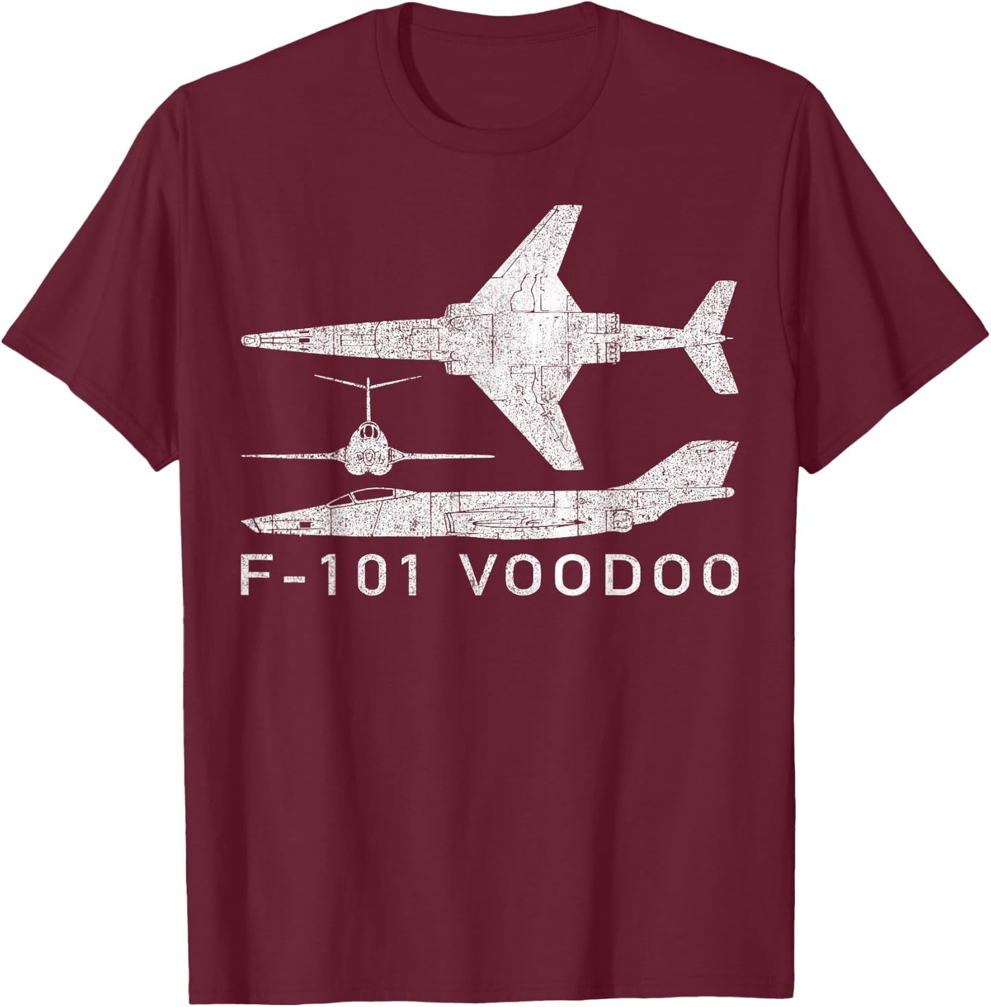 F-101 Voodoo Supersonic Jet Fighter Plane Gift T-Shirt - T-Shirt | Maroon
