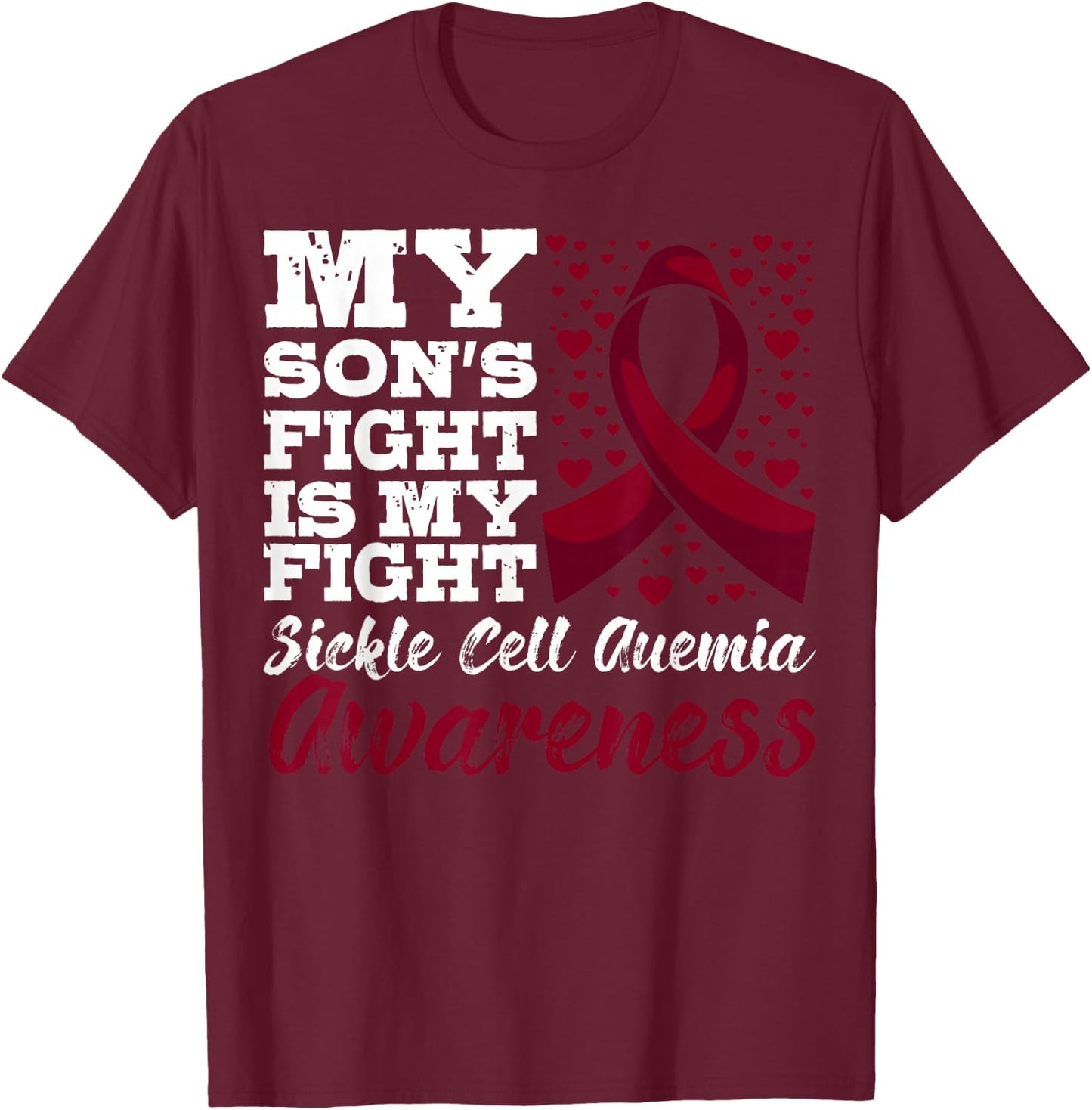 Sickle Cell Anemia SCD Warrior Burgundy Awareness Ribbon T-Shirt - T-Shirt | Maroon