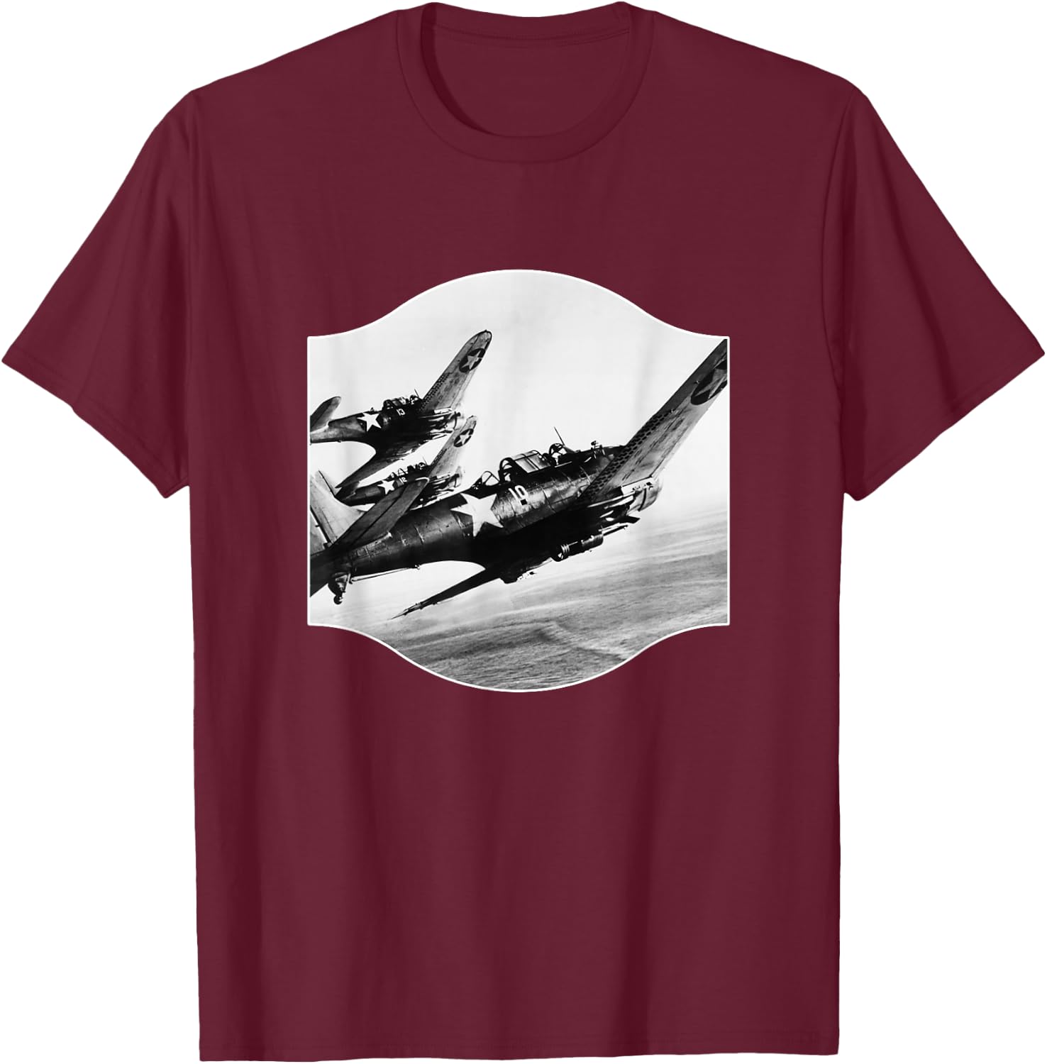 Douglas SBD-Dauntless WWII Fighter Plane USA History T-Shirt - T-Shirt | Maroon