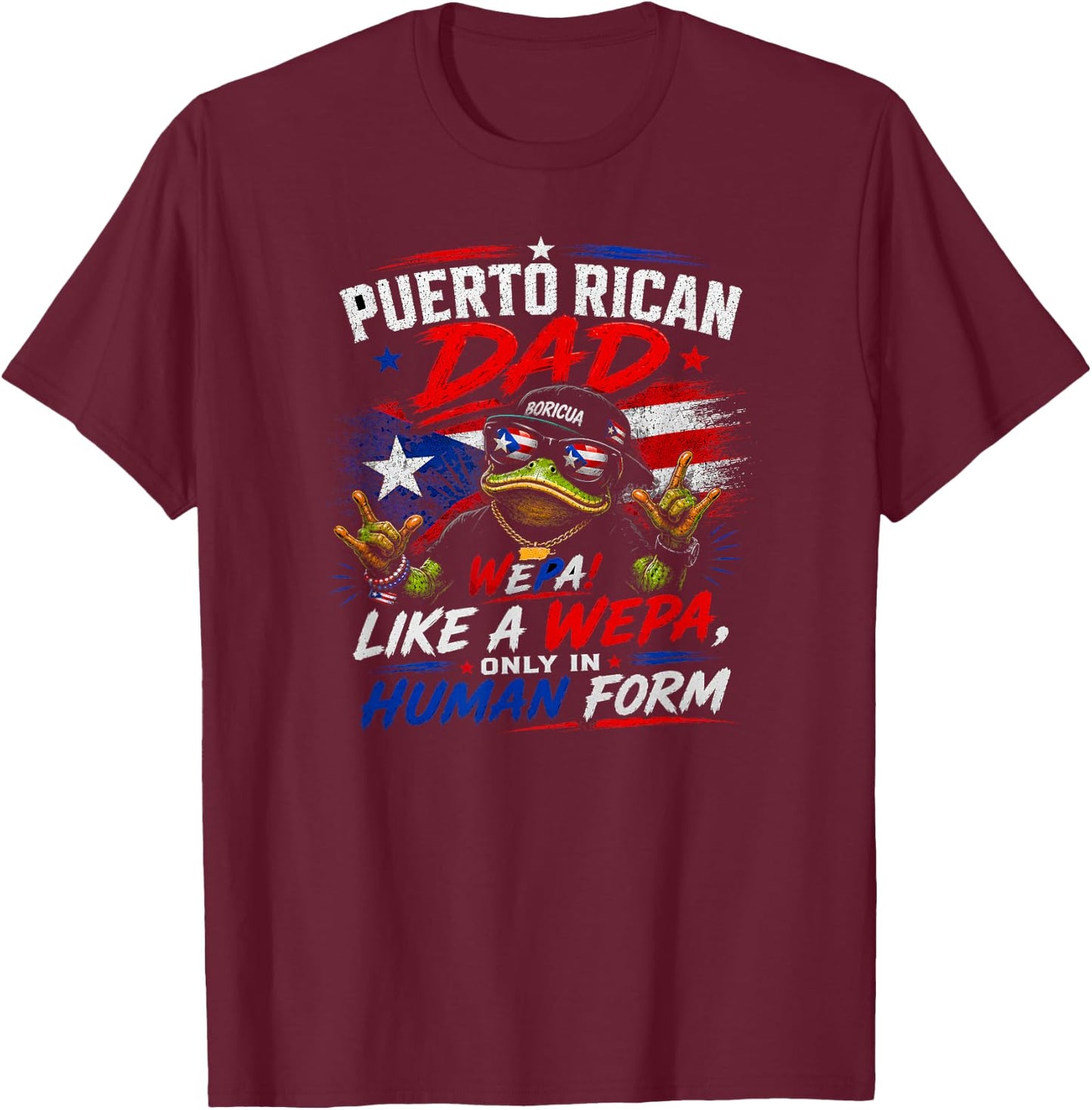 Proud Puerto Rican Father Boricua Legend Lifestyle Graphic T-Shirt - T-Shirt | Maroon