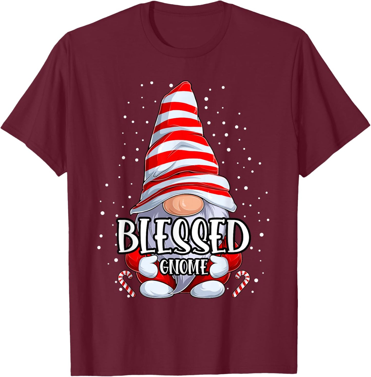 Blessed Gnome christmas pajamas matching family group T-Shirt - T-Shirt | Maroon