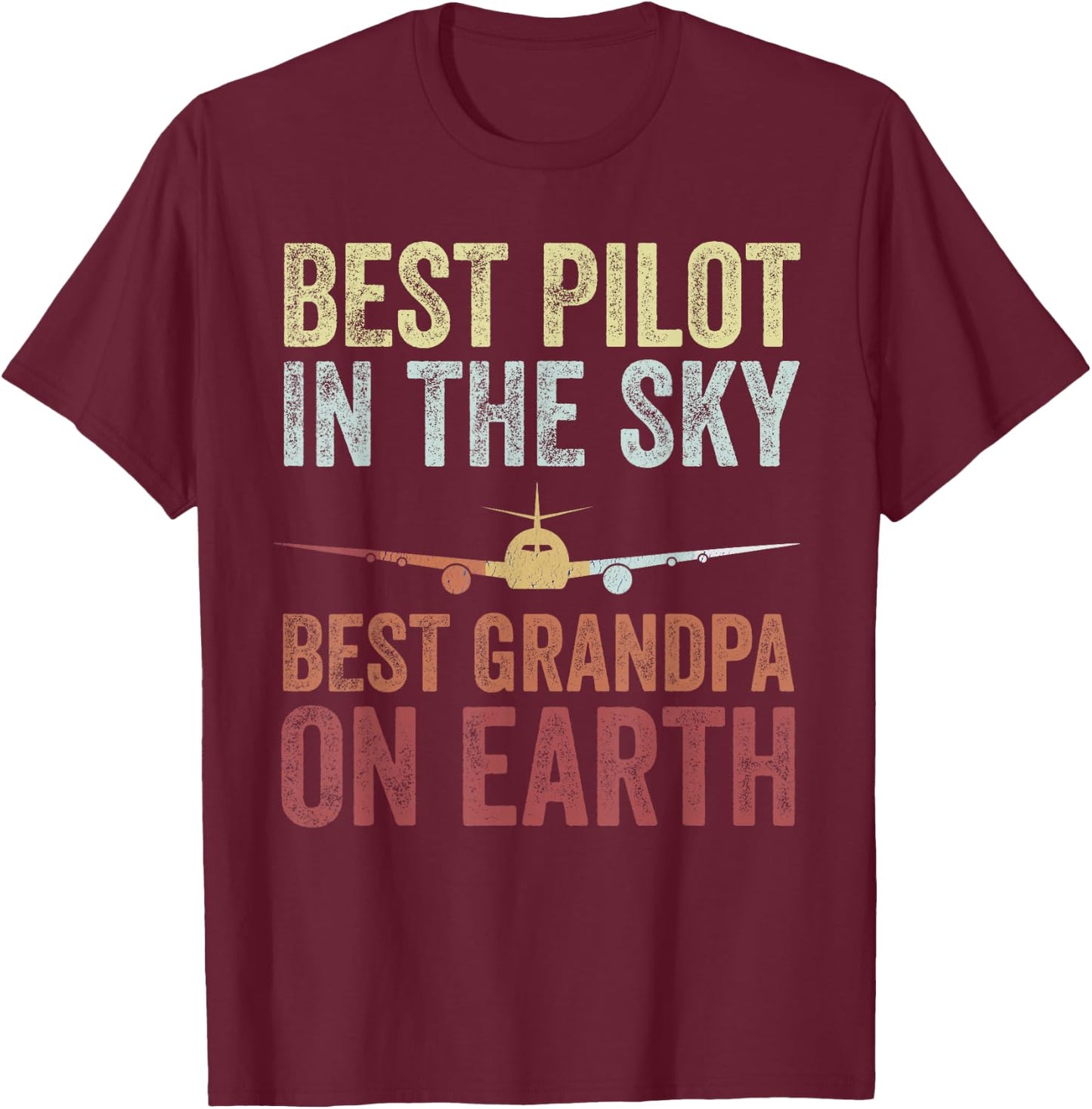 Pilot Grandpa Funny Flying Grandpa Retirement Aviator T-Shirt - T-Shirt | Maroon