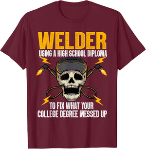 Funny Welder Art Women Steel Welding MIG/TIG Welder T-Shirt - T-Shirt | Maroon