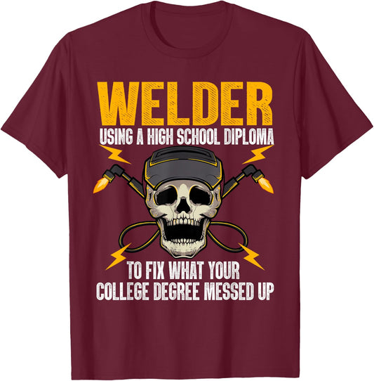 Funny Welder Art Women Steel Welding MIG/TIG Welder T-Shirt - T-Shirt | Maroon
