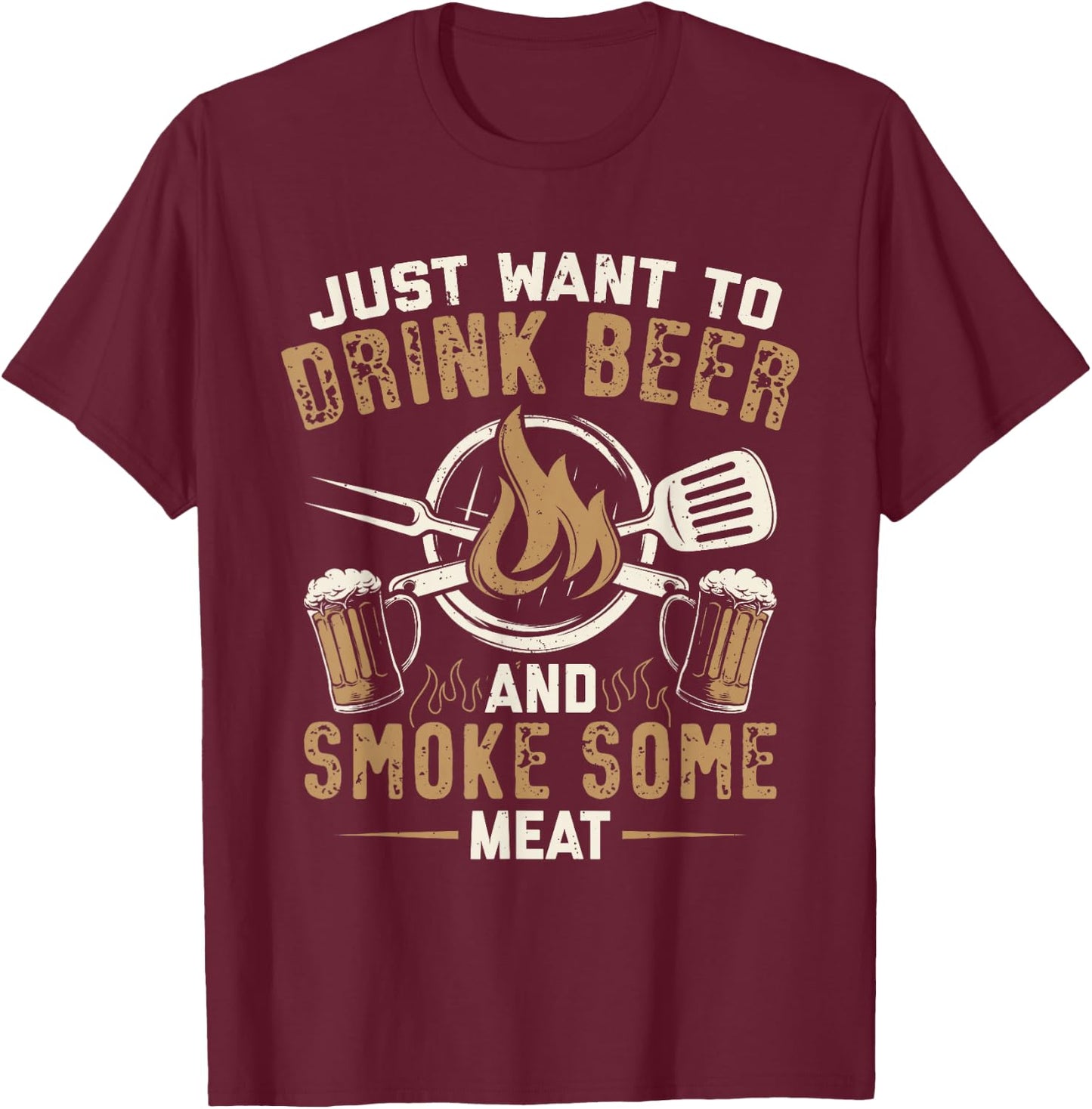 Funny BBQ Grill Chef Grilling Master Barbecue Lover BBQ T-Shirt - T-Shirt | Maroon