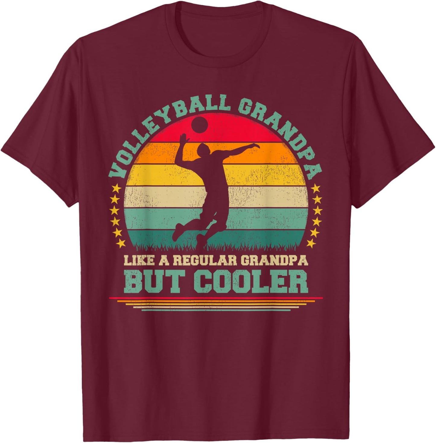 Funny Vintage Retro Volleyball Grandpa Father's Day T-Shirt - T-Shirt | Maroon