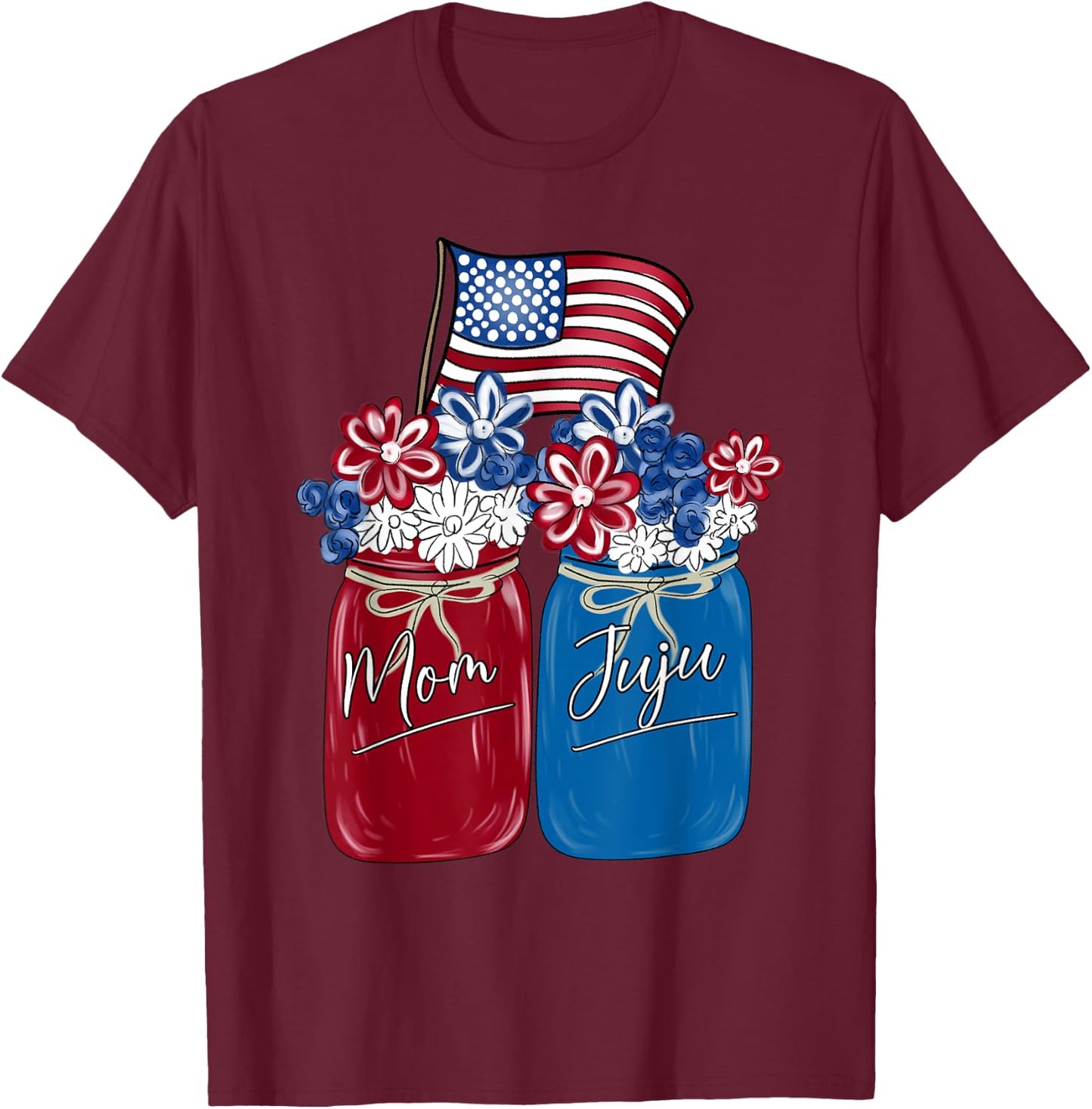 Mom and Juju - Flower Art Flag Independence Day Gift Men T-Shirt - T-Shirt | Maroon