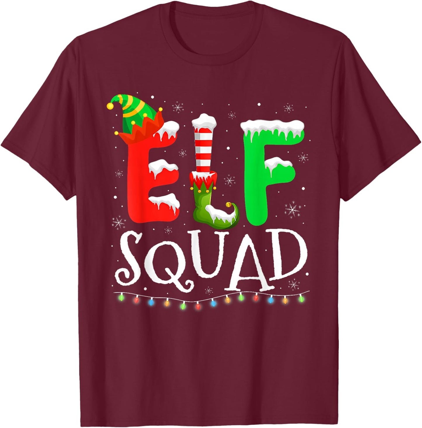 Elf Squad Funny Elf Family Christmas Matching Pajamas Xmas T-Shirt - T-Shirt | Maroon