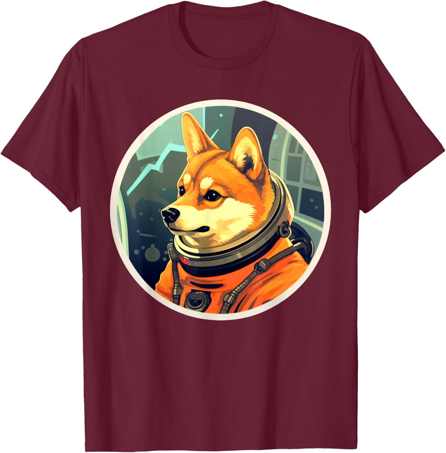 Astronaut Doge Shiba Inu Dog Wearing a Space Suit T-Shirt - T-Shirt | Maroon