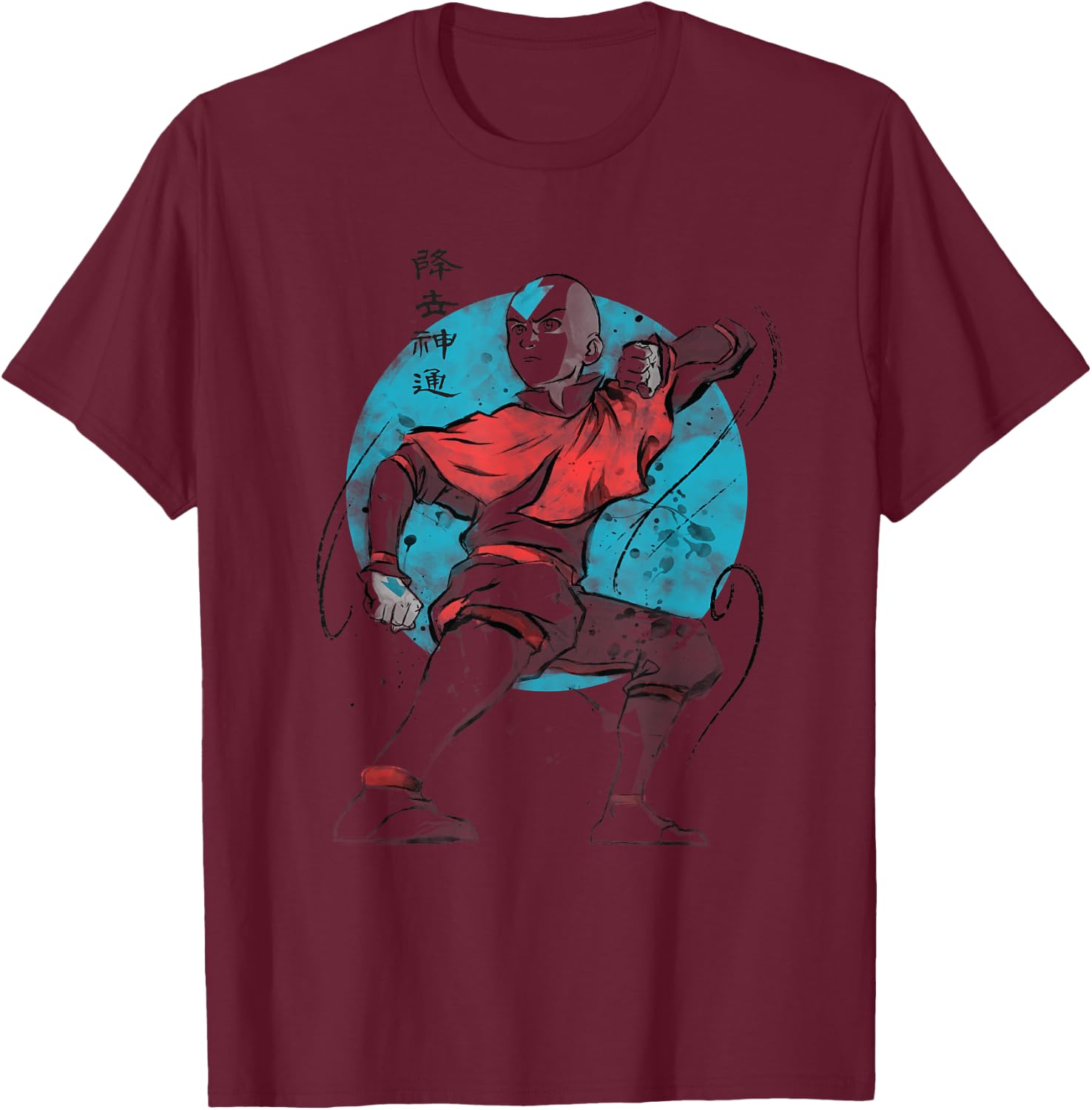 The Last Airbender Aang Air Signs T-Shirt - T-Shirt | Maroon