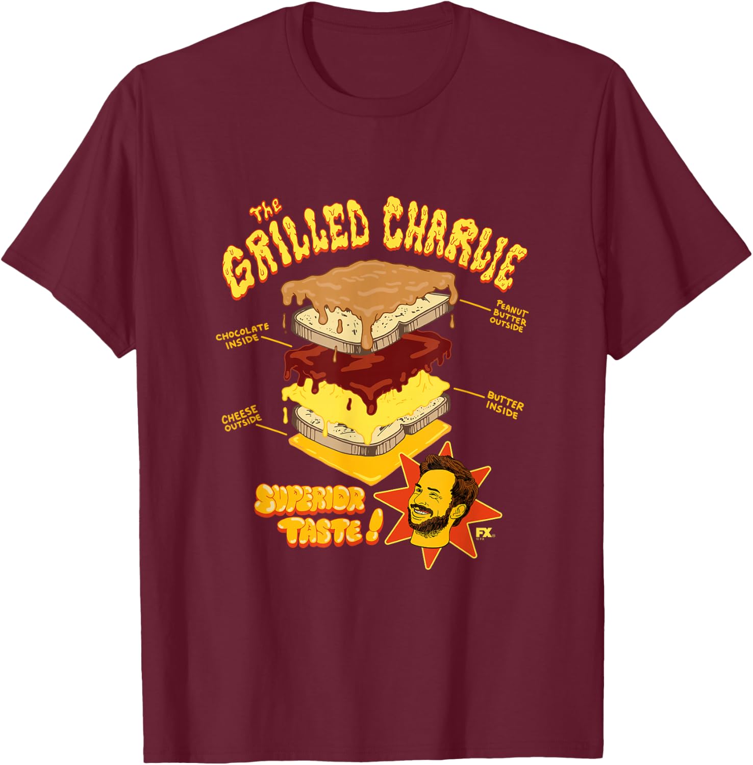It's Always Sunny in Philadelphia Grilled Charlie T-Shirt - T-Shirt | Maroon
