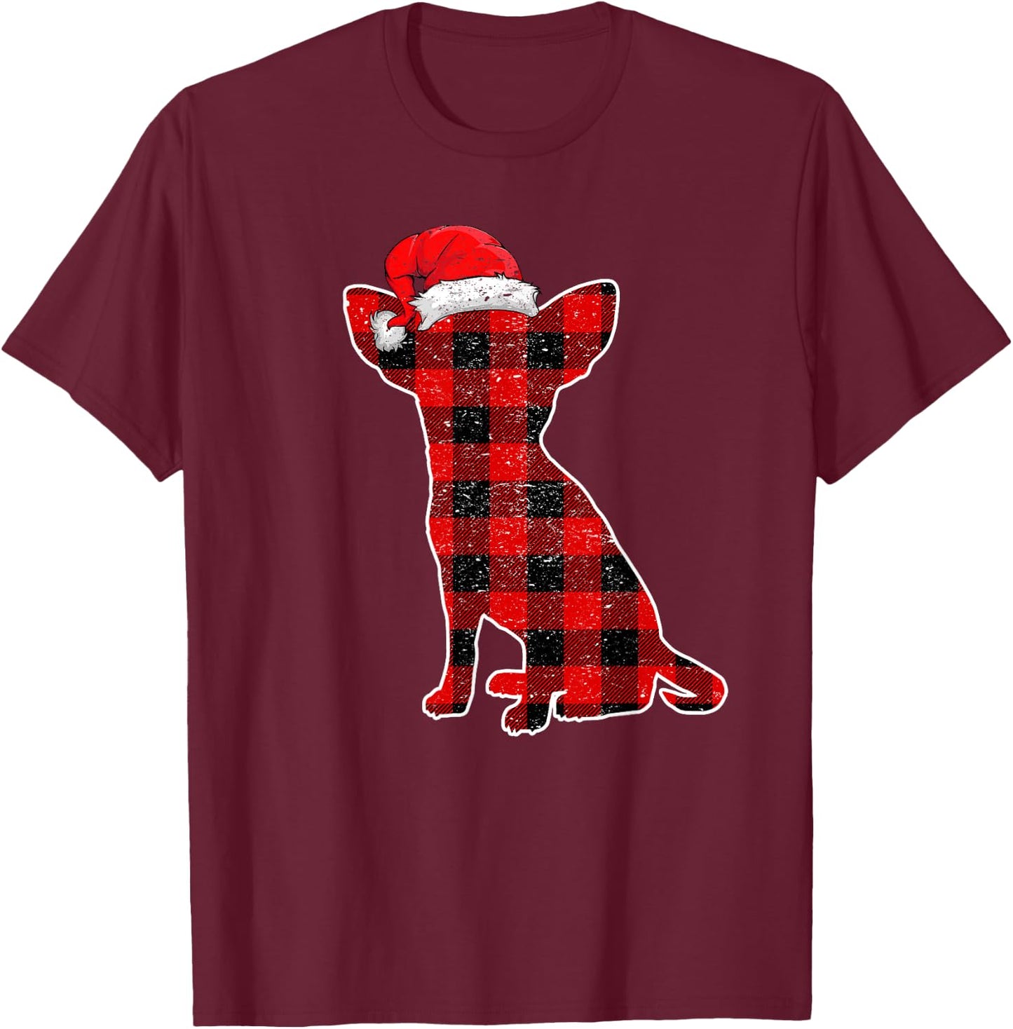 Christmas Plaid Dog Shirt, Christmas Chihuahua Pajama Men Women Kids T-Shirt - T-Shirt | Maroon