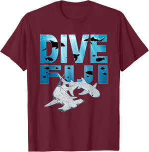 Hammerhead Shark and Whitetip Dive Fiji Hammerhead T-Shirt - T-Shirt | Maroon