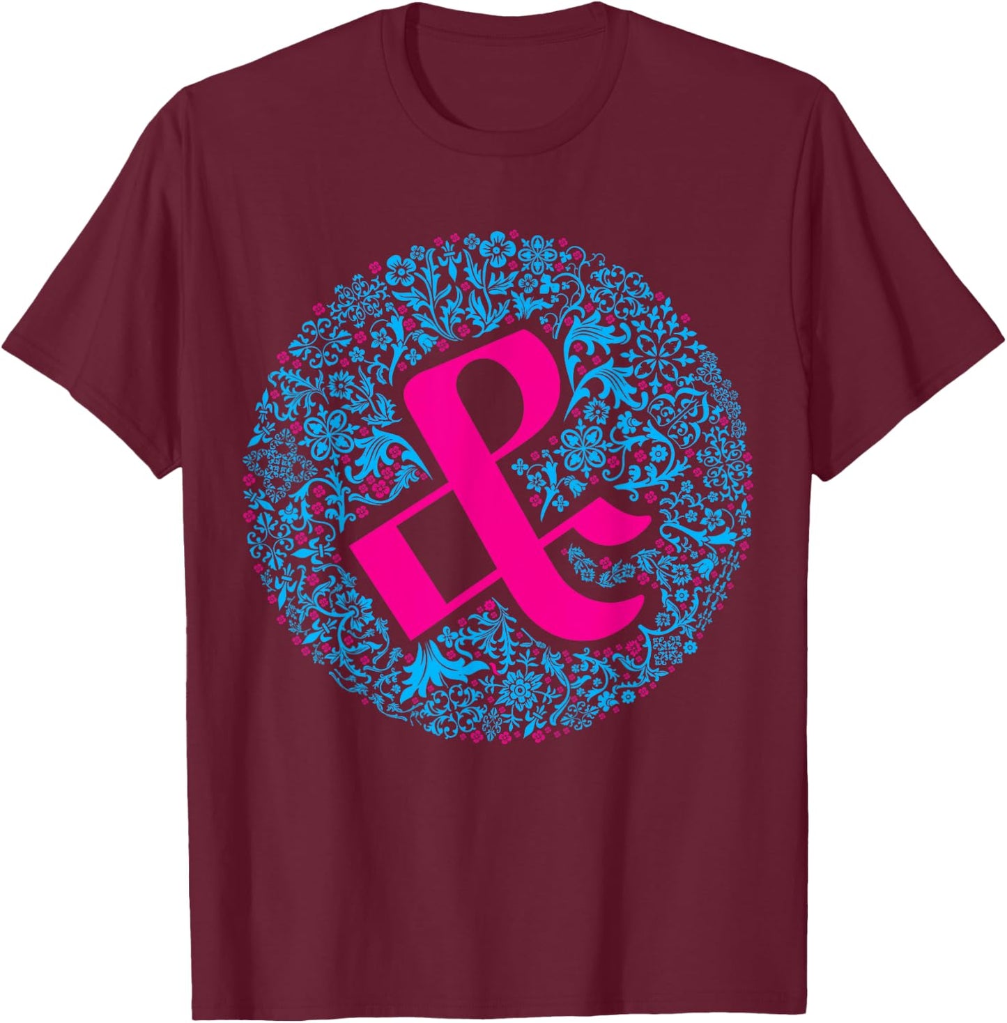 & Ampersand Floral Typography Art for Font Nerds T-Shirt - T-Shirt | Maroon