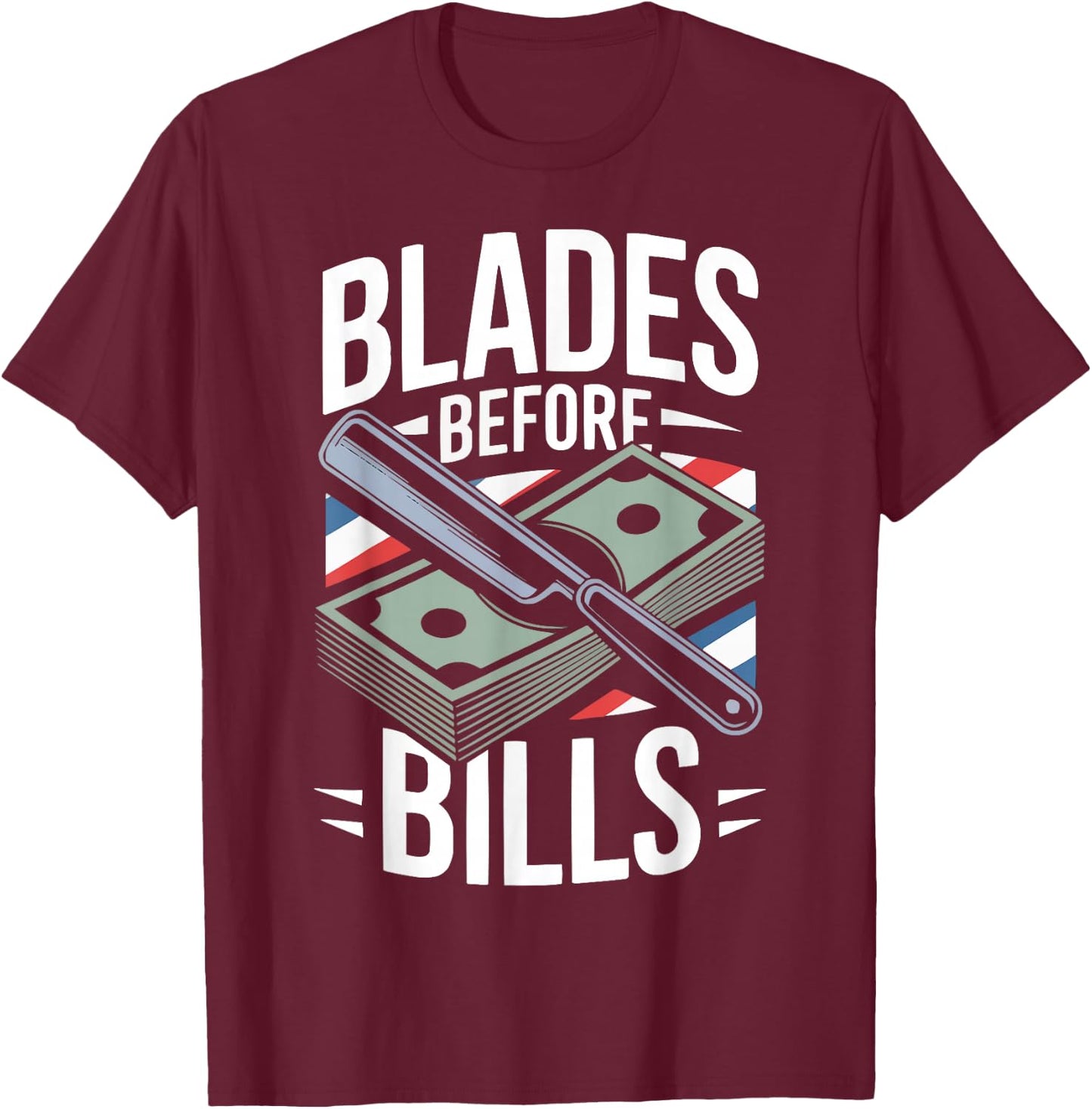 Barber Scissors Haircut Barbershop Hairstylist Hairdresser T-Shirt - T-Shirt | Maroon