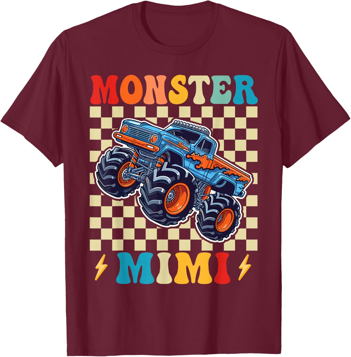 Monster Truck Mimi Family Matching Monster Trucks Birthday T-Shirt - T-Shirt | Maroon