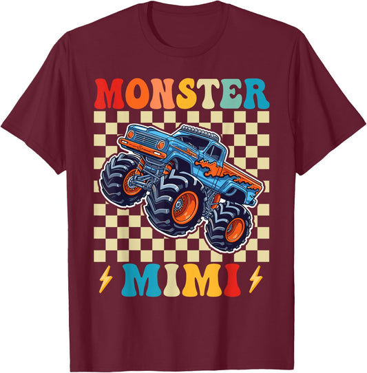 Monster Truck Mimi Family Matching Monster Trucks Birthday T-Shirt - T-Shirt | Maroon