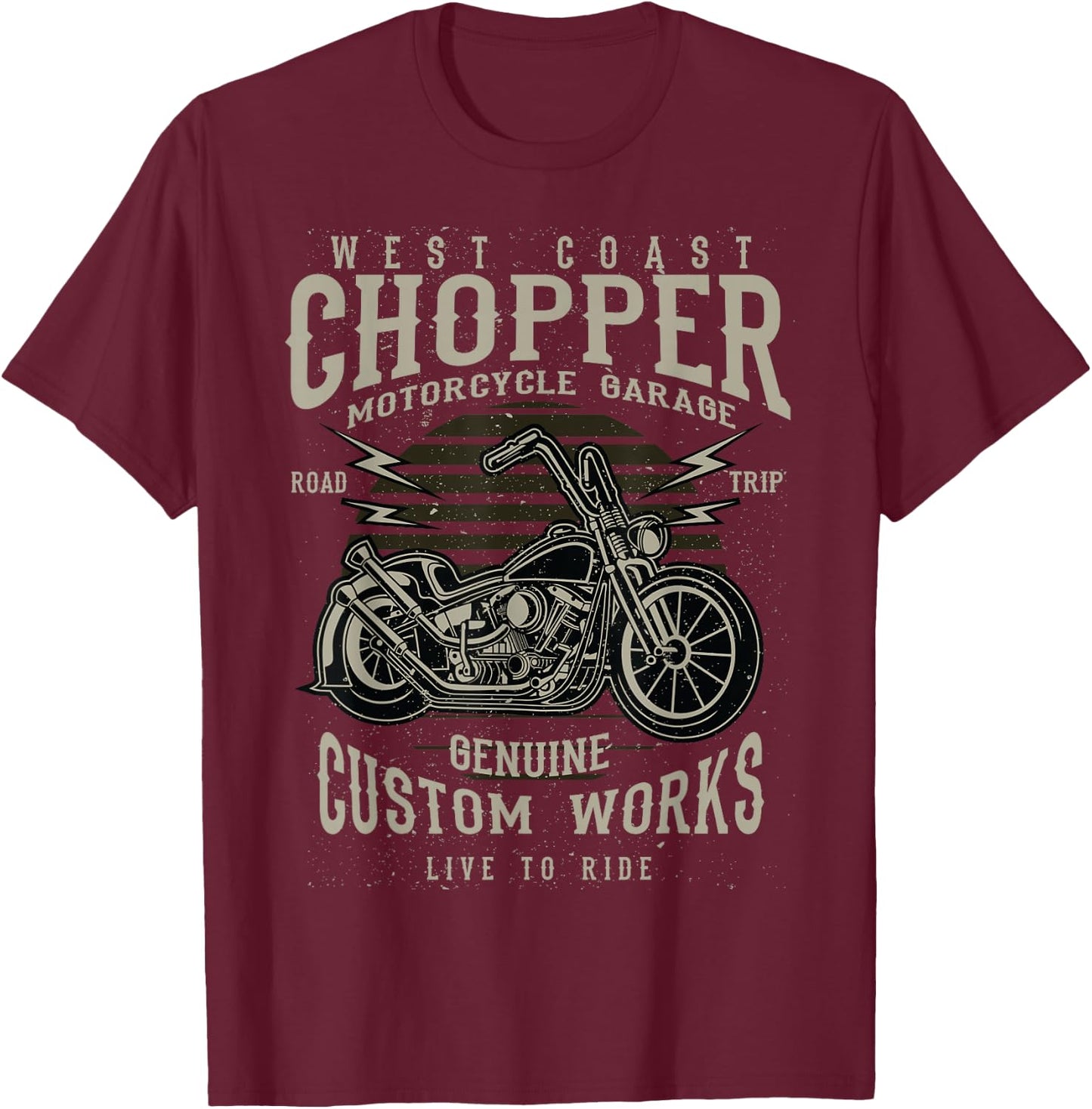 West Coast Chopper Motorcycle Garage T-Shirt - T-Shirt | Maroon