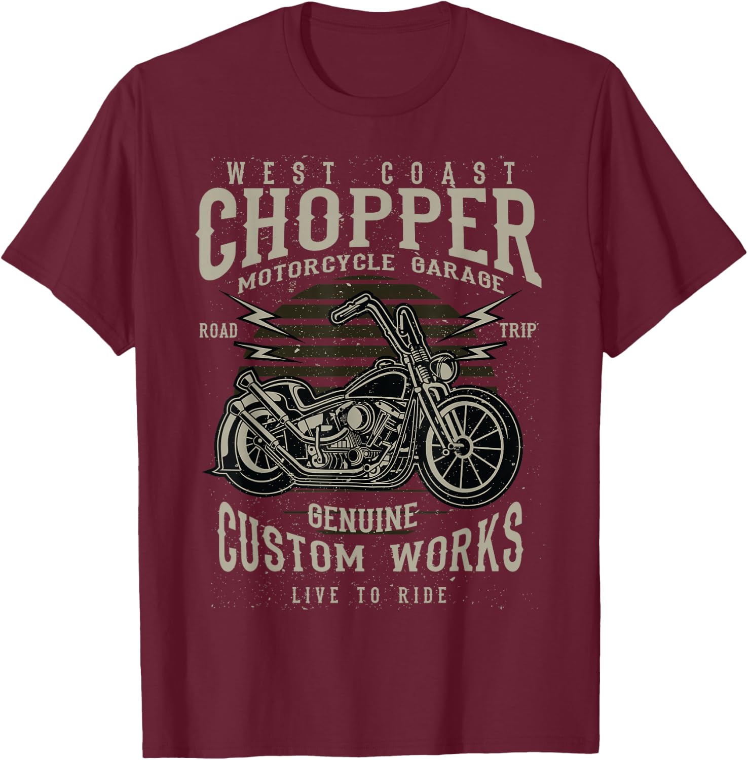 West Coast Chopper Motorcycle Garage T-Shirt - T-Shirt | Maroon