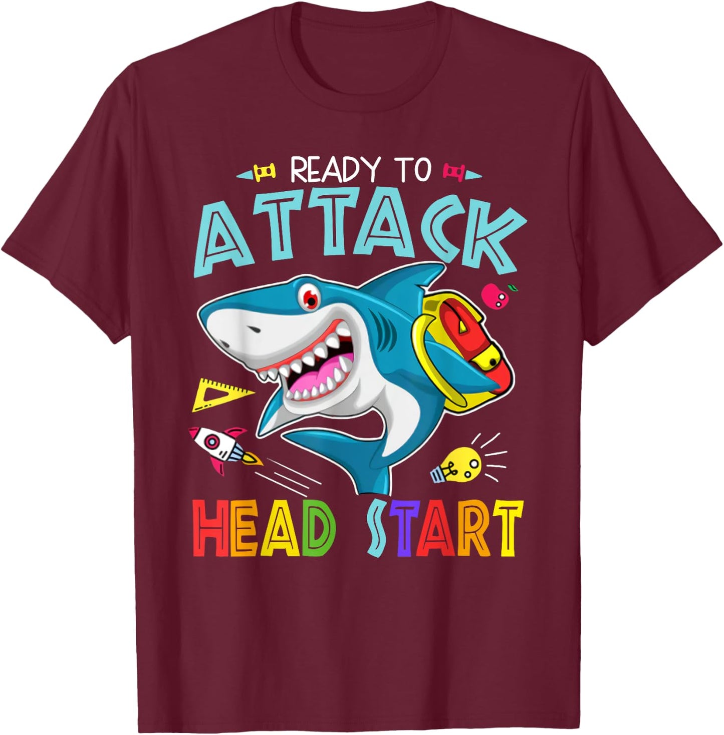 Ready To Attack Head Start Boy Back To School Sea Animal T-Shirt - T-Shirt | Maroon