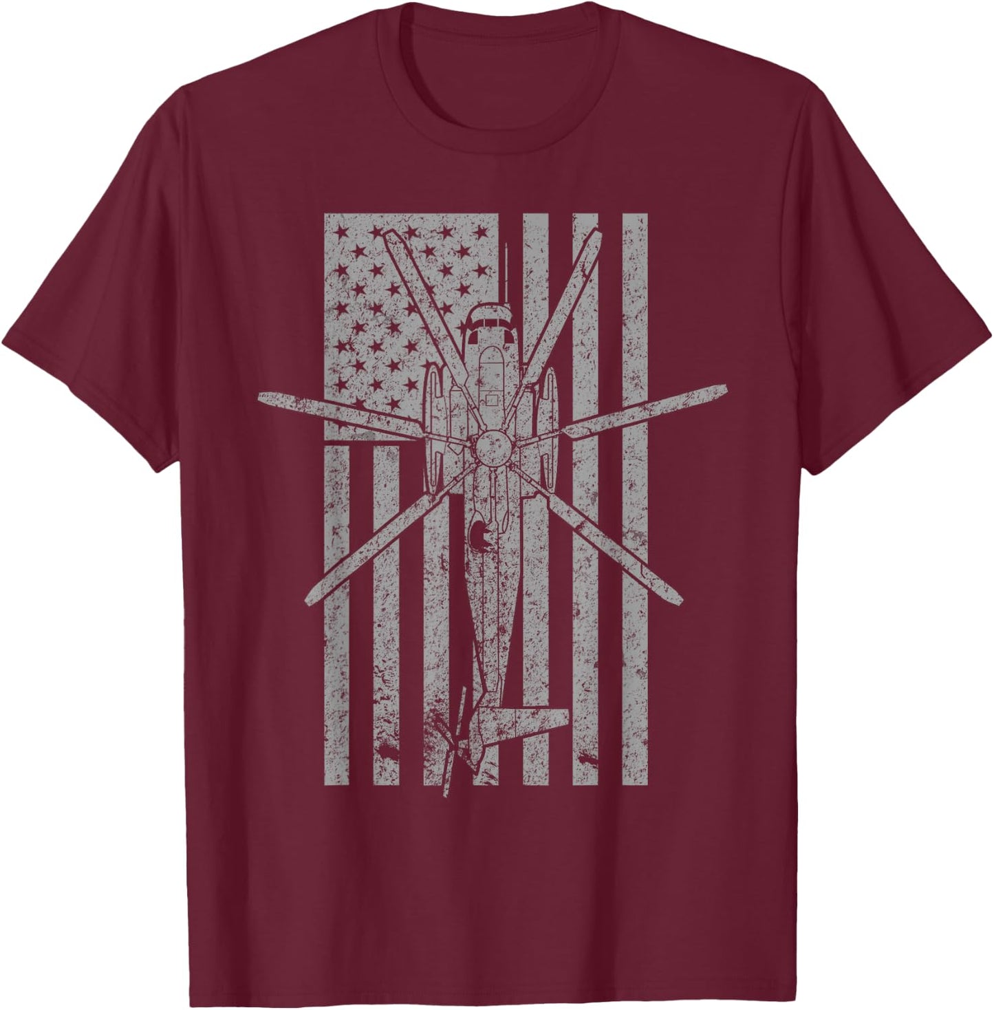 CH-53 Sea Stallion Military Helicopter Vintage Flag T-Shirt - T-Shirt | Maroon