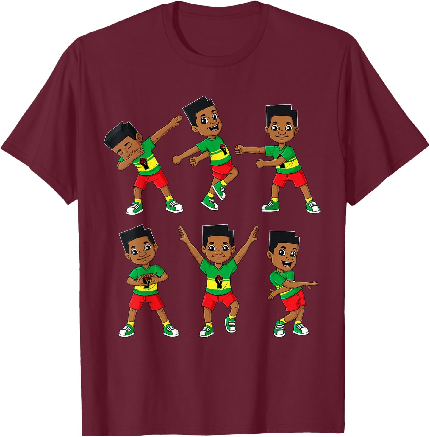 Dancing Black King Juneteenth Dance Challenge Boys Kids Teen T-Shirt - T-Shirt | Maroon