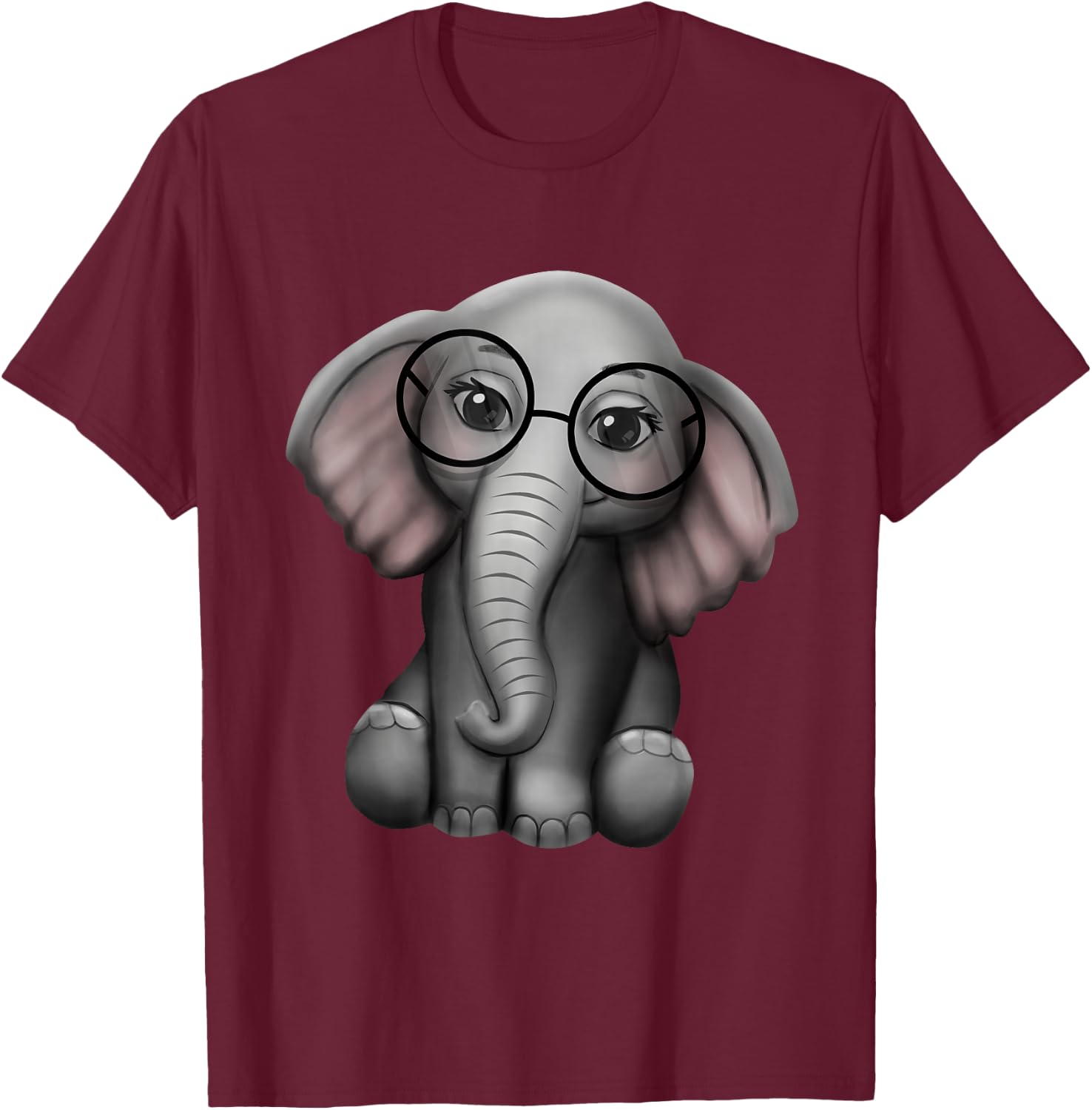 Cute Elephant Nerd Glasses Clothes Outfit Elephants T-Shirt - T-Shirt | Maroon