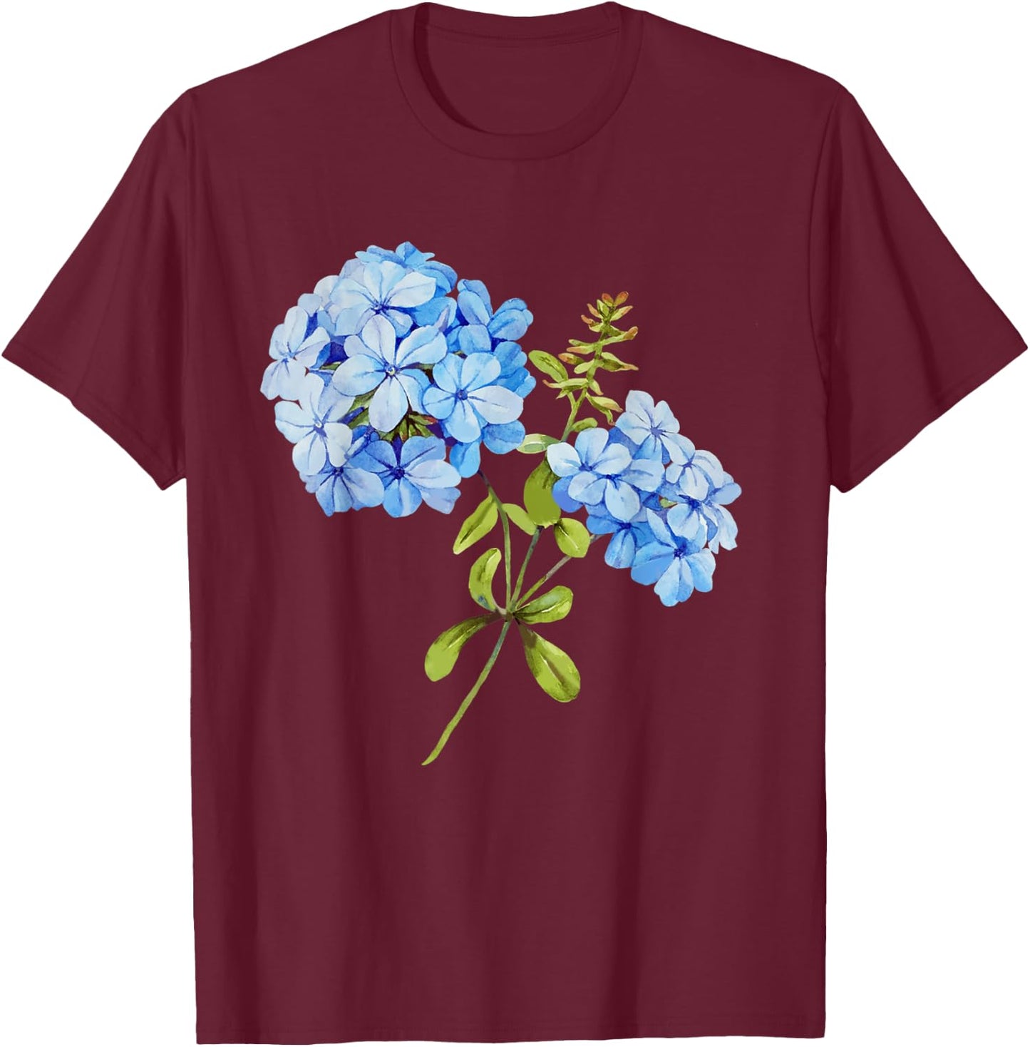 Grandmillennial Hydrangea Style T-Shirt - T-Shirt | Maroon