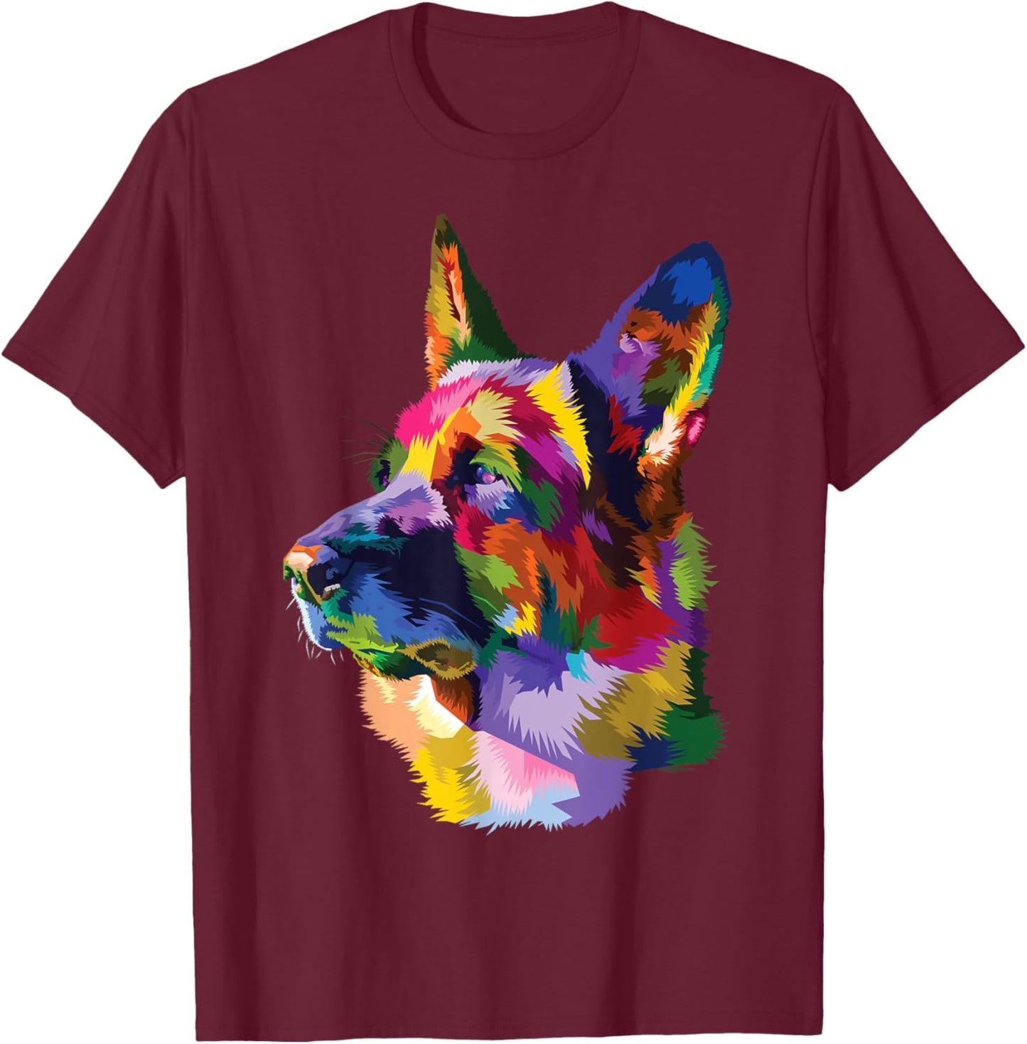 colorful German Shepherd dog pop art gifts for lover dogs T-Shirt - T-Shirt | Maroon