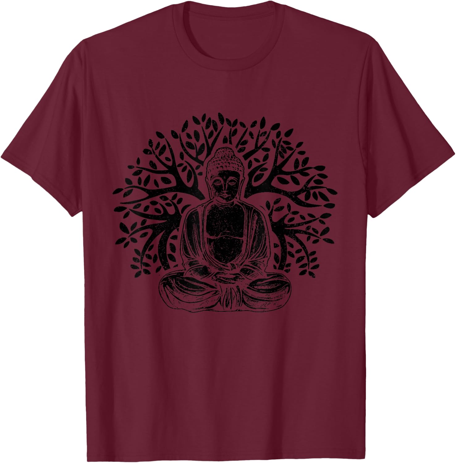 Buddha Tree Meditation Yoga Zen Buddhism Yogi Buddhist T-Shirt - T-Shirt | Maroon