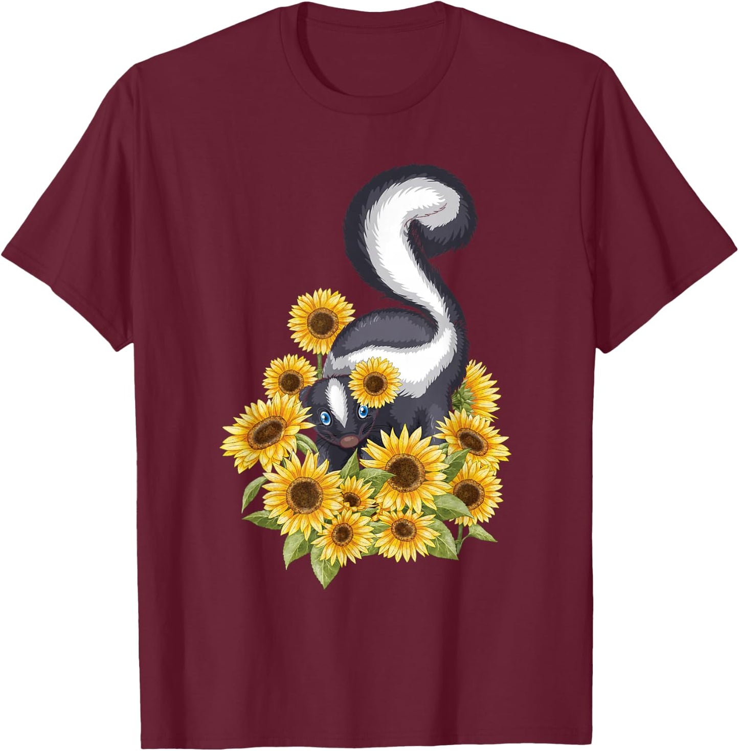 Sunflower Skunk - Pet Lover Zookeeper Zoologist Veterinarian T-Shirt - T-Shirt | Maroon