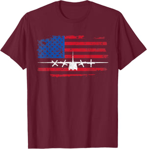 Vintage American Flag C-130 Military Plane Pilot T-Shirt - T-Shirt | Maroon