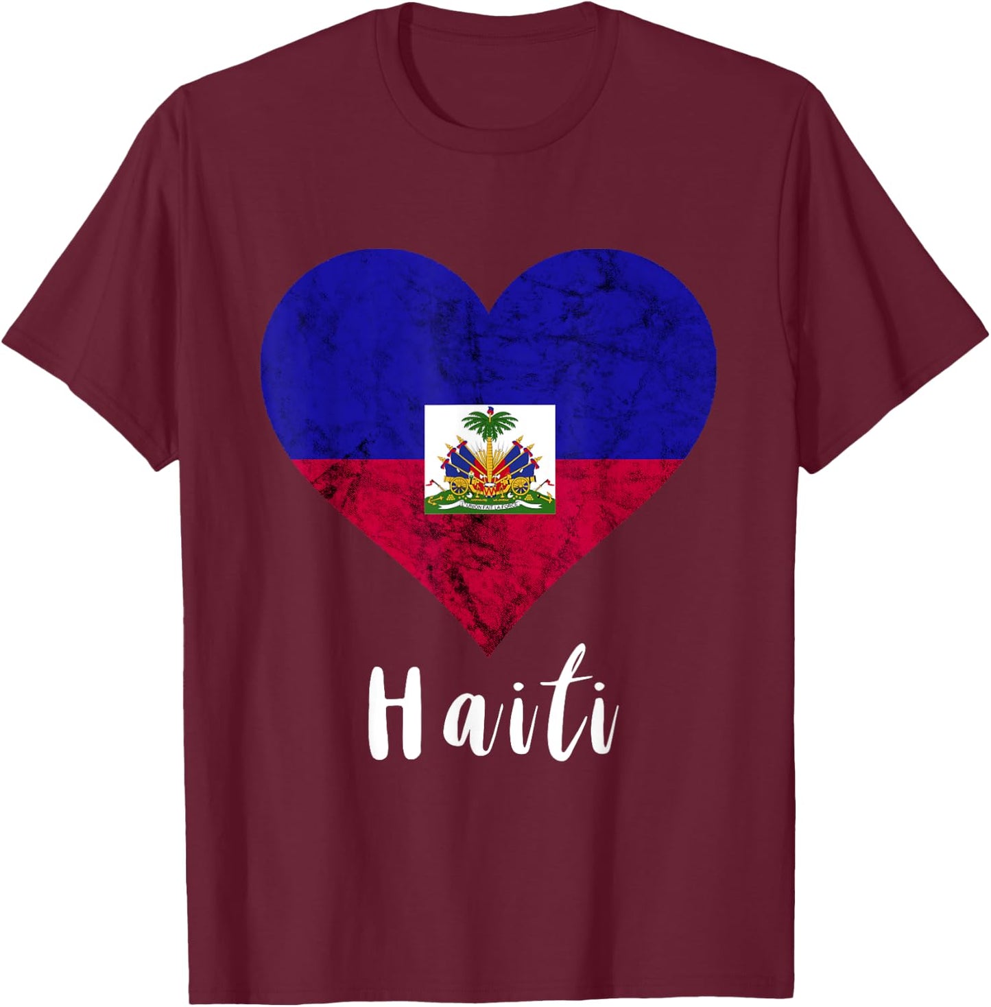 Haitian Root Heart Haiti Haitians Flag Pride T-Shirt - T-Shirt | Maroon