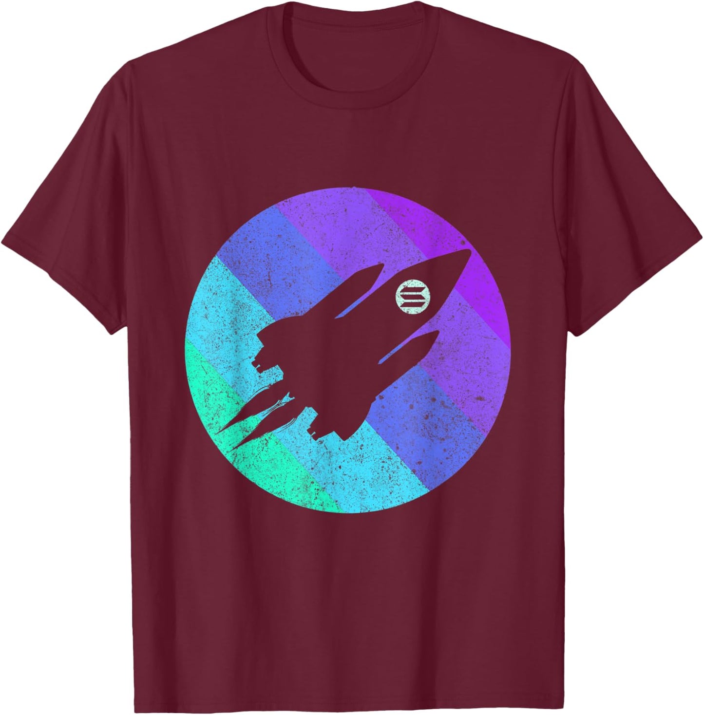 Solana To The Moon SOL Crypto Coin Spaceship | Retro Solana T-Shirt - T-Shirt | Maroon