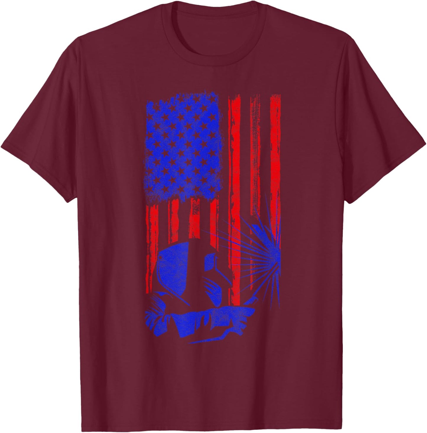 Welder American Flag Welding Gift Usa Patriotic Helmet Women Kids Men T-Shirt - T-Shirt | Maroon