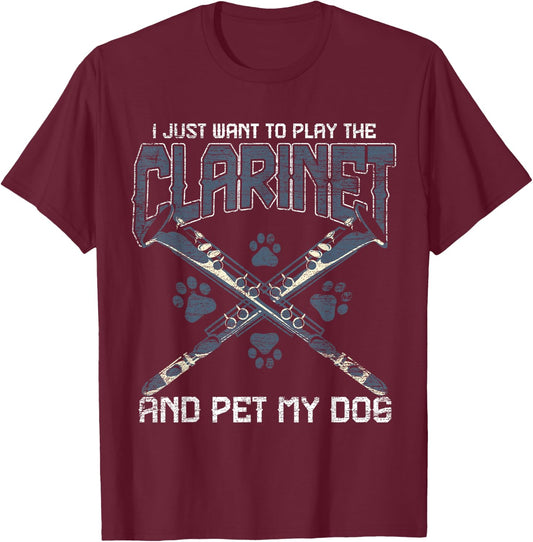Clarinet - Pet My Dog Music Marching Band Shirts Women Girls Kids T-Shirt - T-Shirt | Maroon