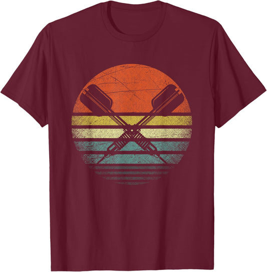 Vintage Darts Arrows Sunset Pub Retro Dart Lover T-Shirt - T-Shirt | Maroon