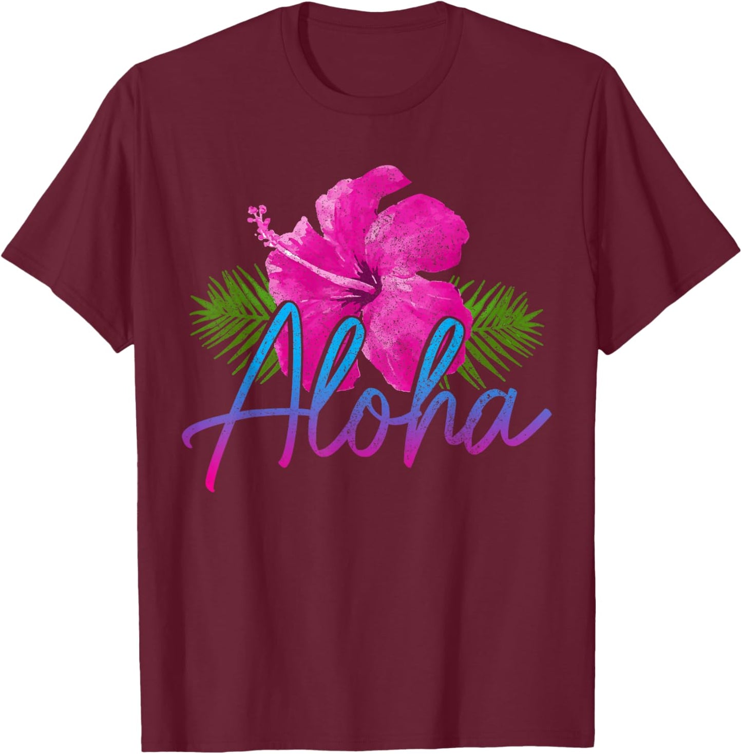 Hawaii Aloha Hibiscus Hawaiian Islands Surfer Souvenir T-Shirt - T-Shirt | Maroon