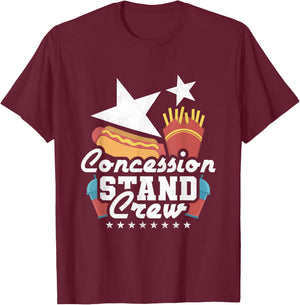 Concession Stand Crew, BBQ Hot Dog T-Shirt - T-Shirt | Maroon