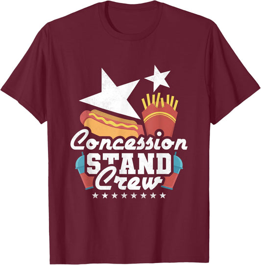 Concession Stand Crew, BBQ Hot Dog T-Shirt - T-Shirt | Maroon