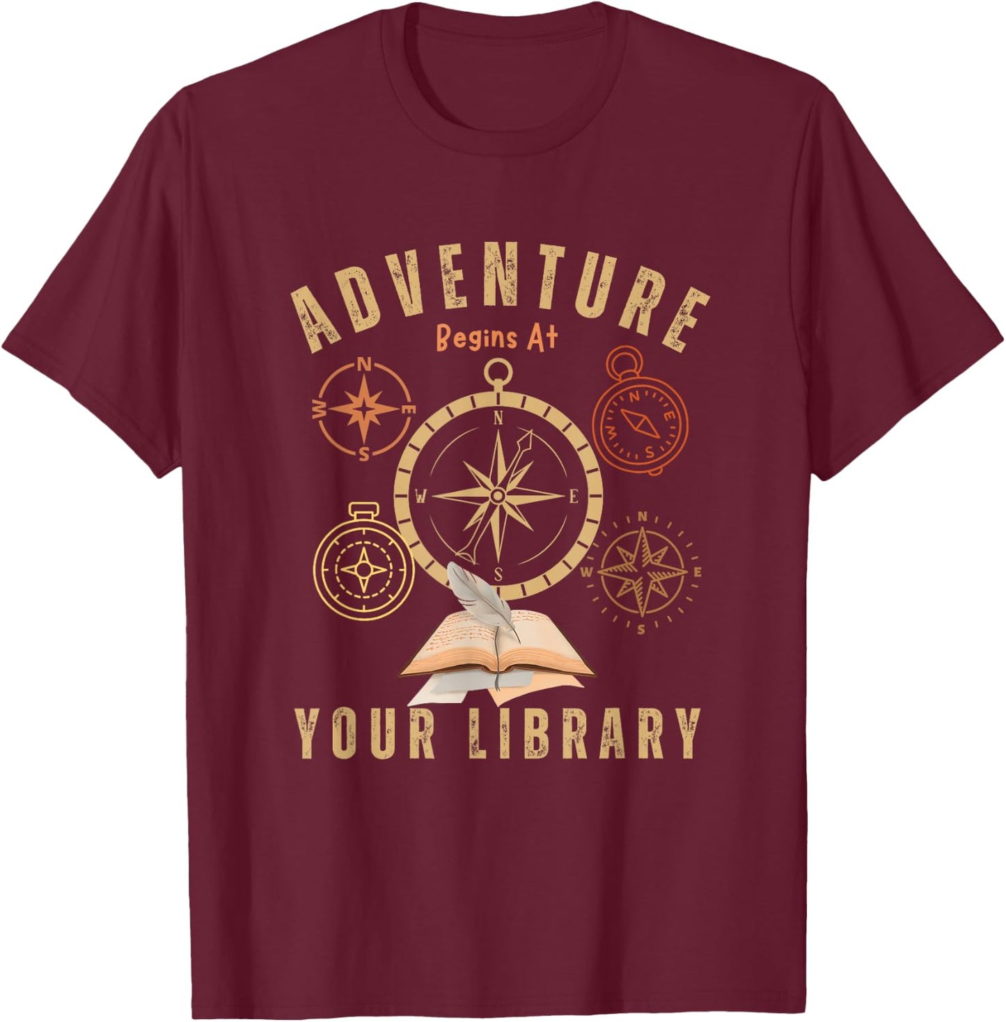 Adventure Begins At Your Library Summer Reading Program 2024 T-Shirt - T-Shirt | Maroon